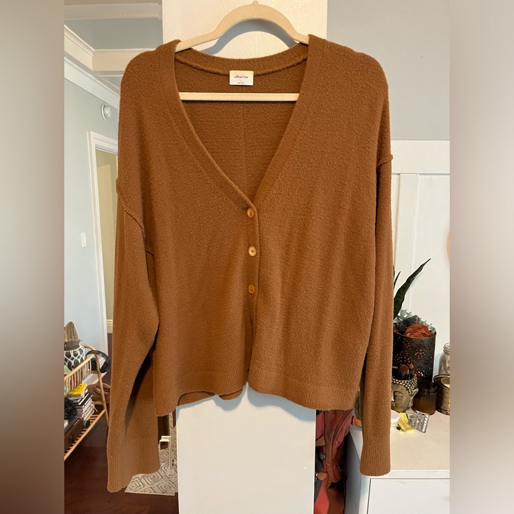 Aritzia Wilfred burnt orange soft cardigan